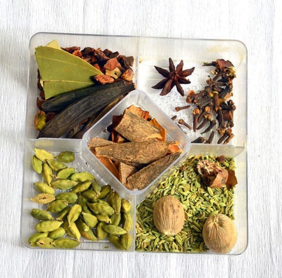 Essential Briyani Pack  - Cassia Split | Cloves | Cardamom | Bay Leaf | Star Anise | Black Stone Flower | Marathi Moggu | Mace