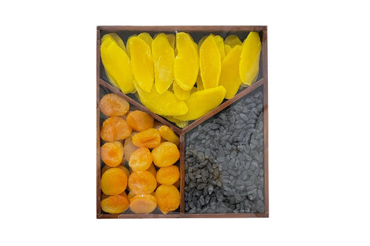 premium gift hamper with wooden gift box apricot dried mango slices black resin best gift for marriage birthday and corporate event